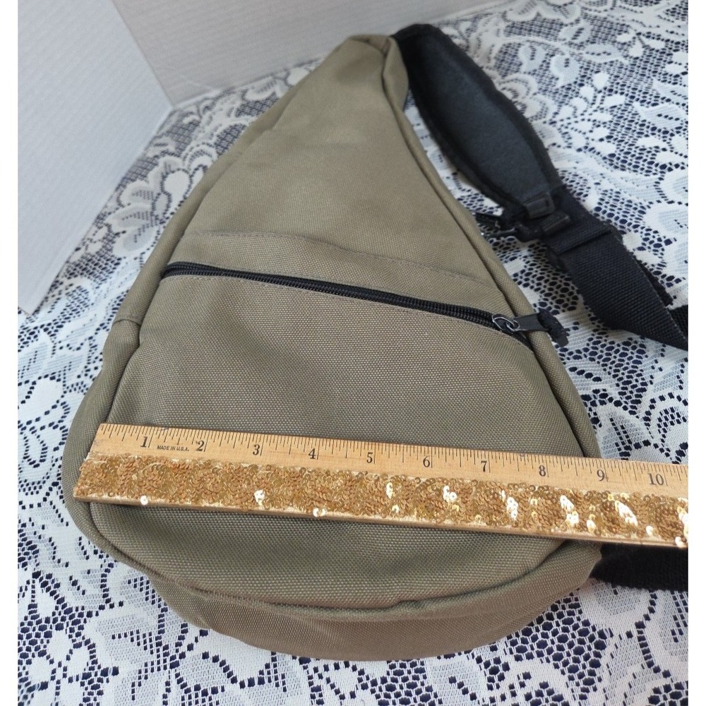 LL Bean Ameribag Khaki Healthy Back Bag Crossbody Sling Canvas Pockets Vtg 90s - Picture 15 of 16